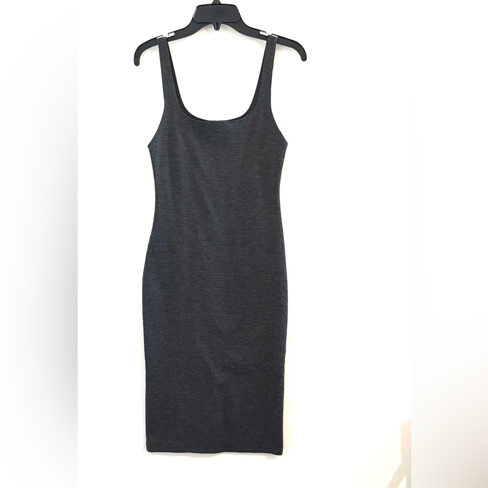 Zara Trafaluc Size M Charcoal Midi Cotton Blend Bodycon Dress